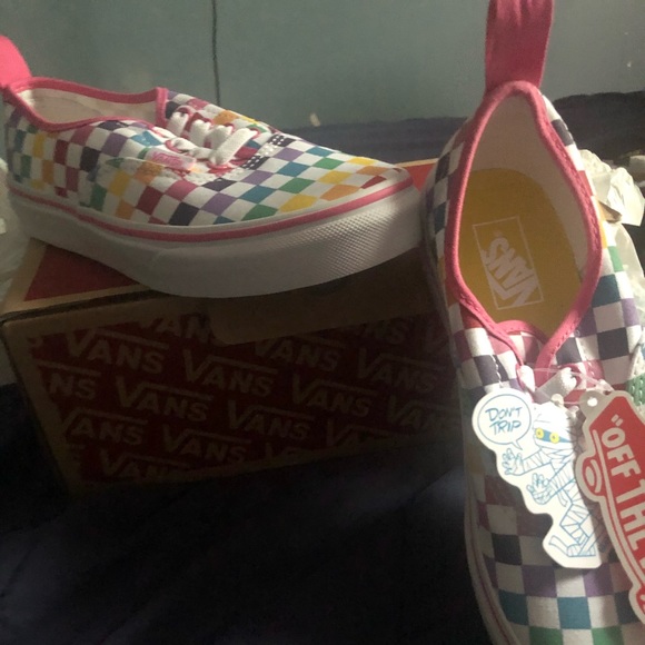vans authentic rainbow checkerboard skate shoes